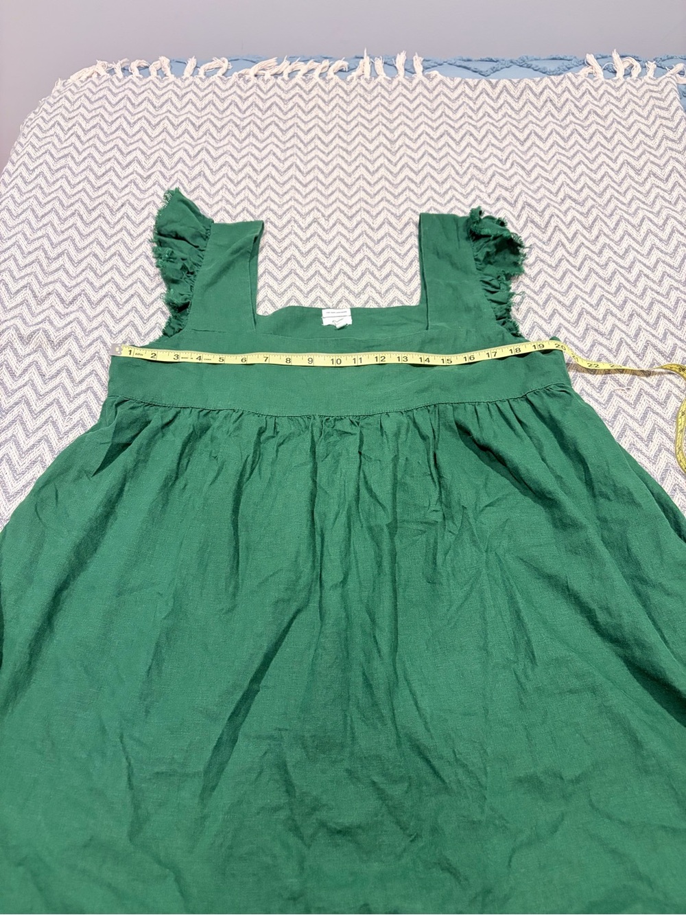 Aerie Green Linen Blend Ruffle Babydoll Mini Dress XL Cottagecore - Picture 6 of 8